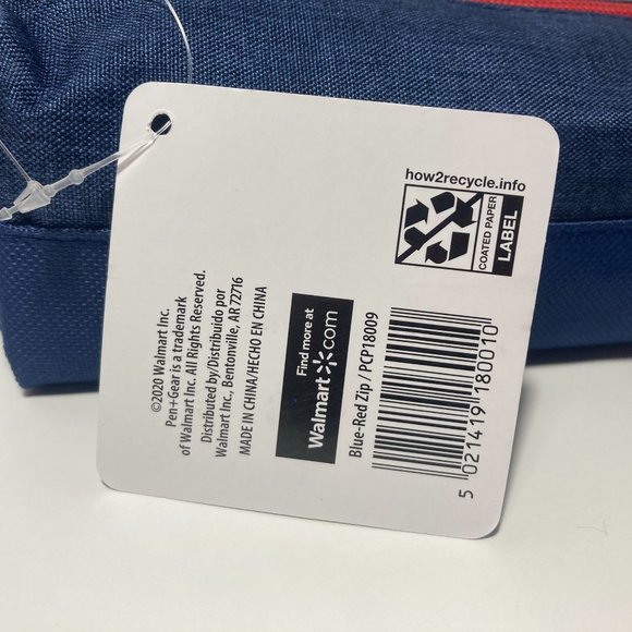 Blue Red Makeup Bag Pencil Case Zipper Organizer - Picture 9 of 10